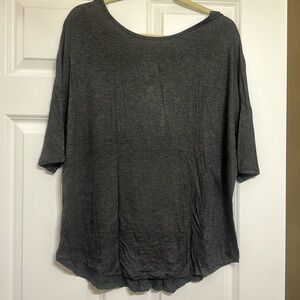 XL charcoal dolman shirt with lace accent on back.